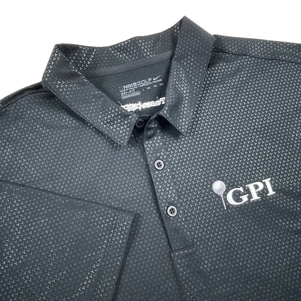 NWT Nike Golf Dri-FIT Mens XXL Micro Pique 2.0 Polo Black Textured GPI Team SPF